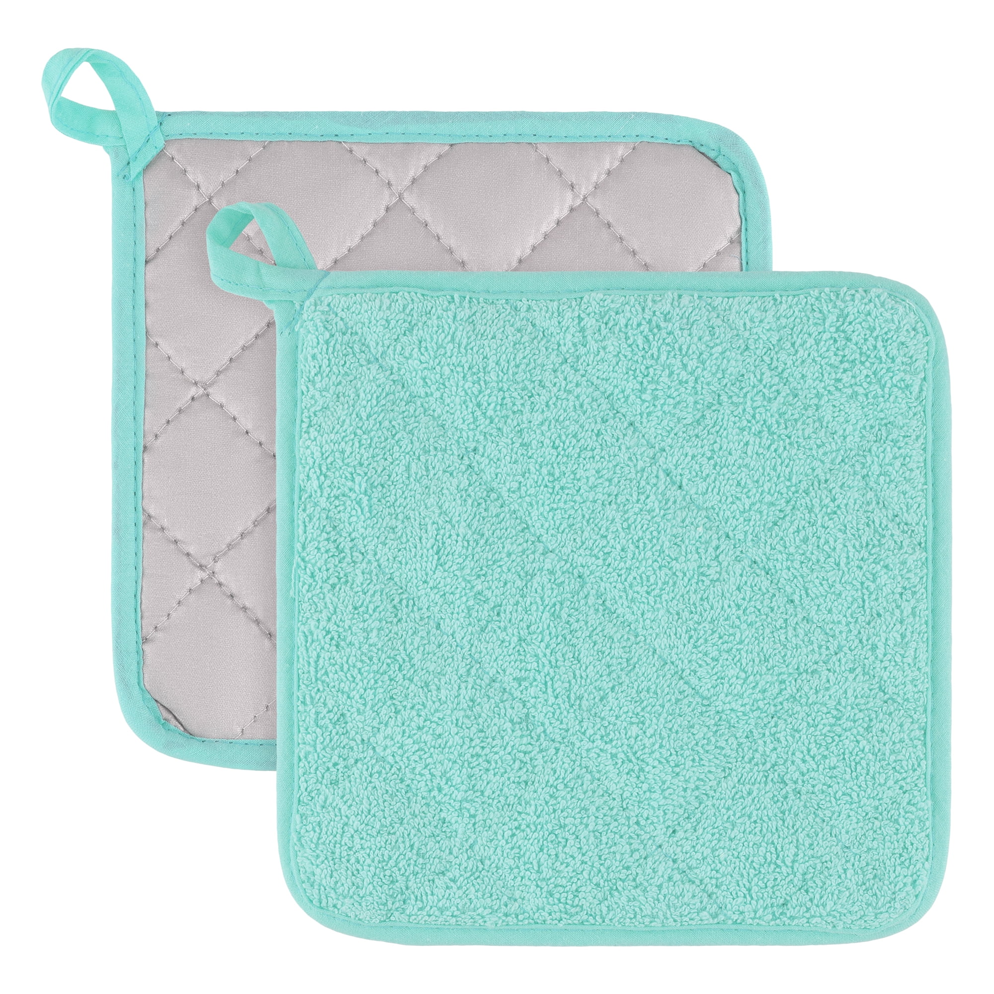 Unique Bargains 2 Pcs Square Pot Holders Heat Resistant Non Slip Pads Sky Blue 7.1"x7.1"