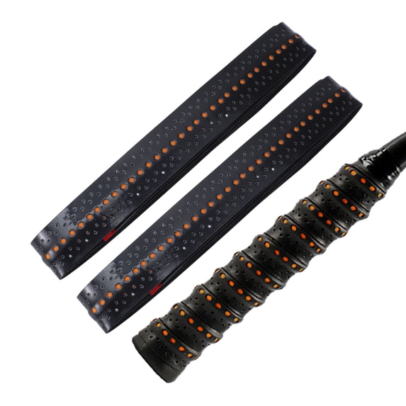Unique Bargains 2 Pcs Tennis Racket Grip Tape Dry Overgrip Tape Black Orange