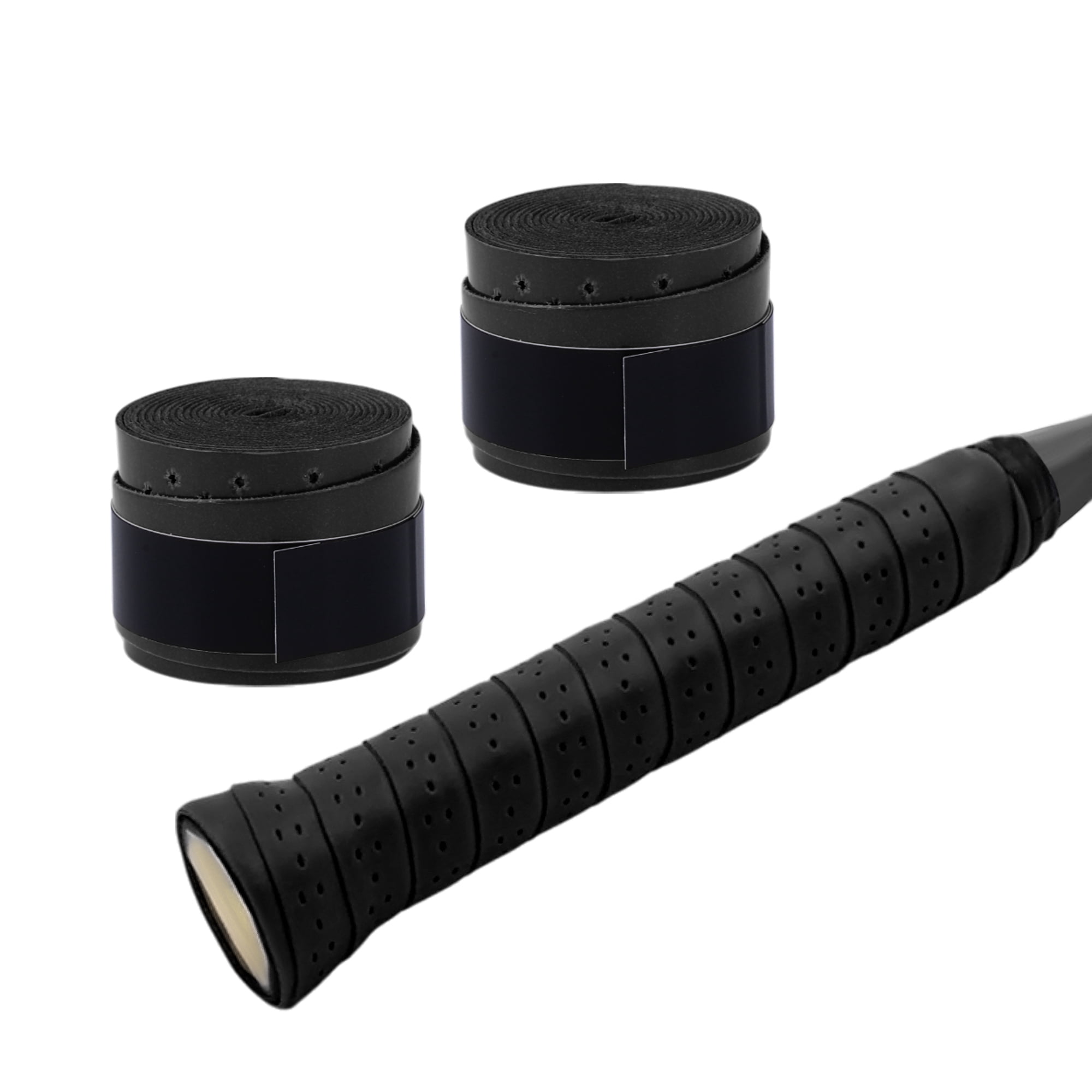 Unique Bargains 2 Pcs Tennis Racket Grip Tape Dry Overgrip Tape Flat Black
