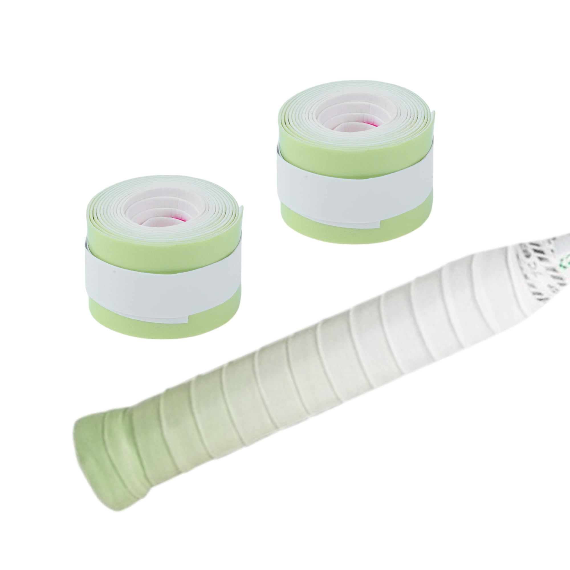 Unique Bargains 2 Pcs Tennis Racket Grip Tape Dry Overgrip Tape Gradient Green White