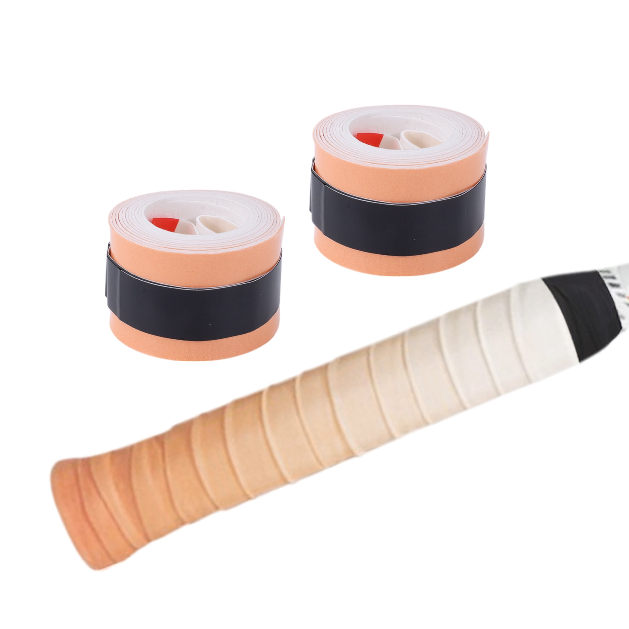 Unique Bargains 2 Pcs Tennis Racket Grip Tape Dry Overgrip Tape Gradient Orange Black
