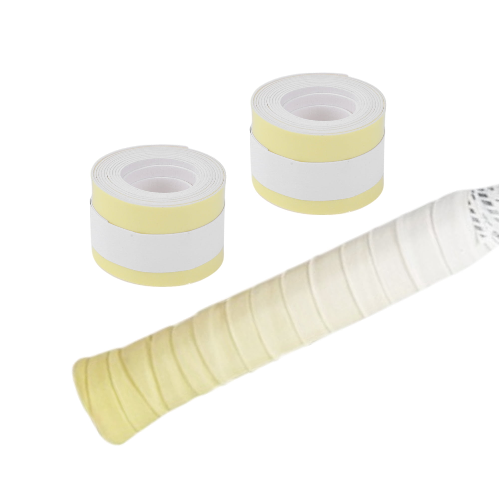 Unique Bargains 2 Pcs Tennis Racket Grip Tape Dry Overgrip Tape Gradient Yellow White