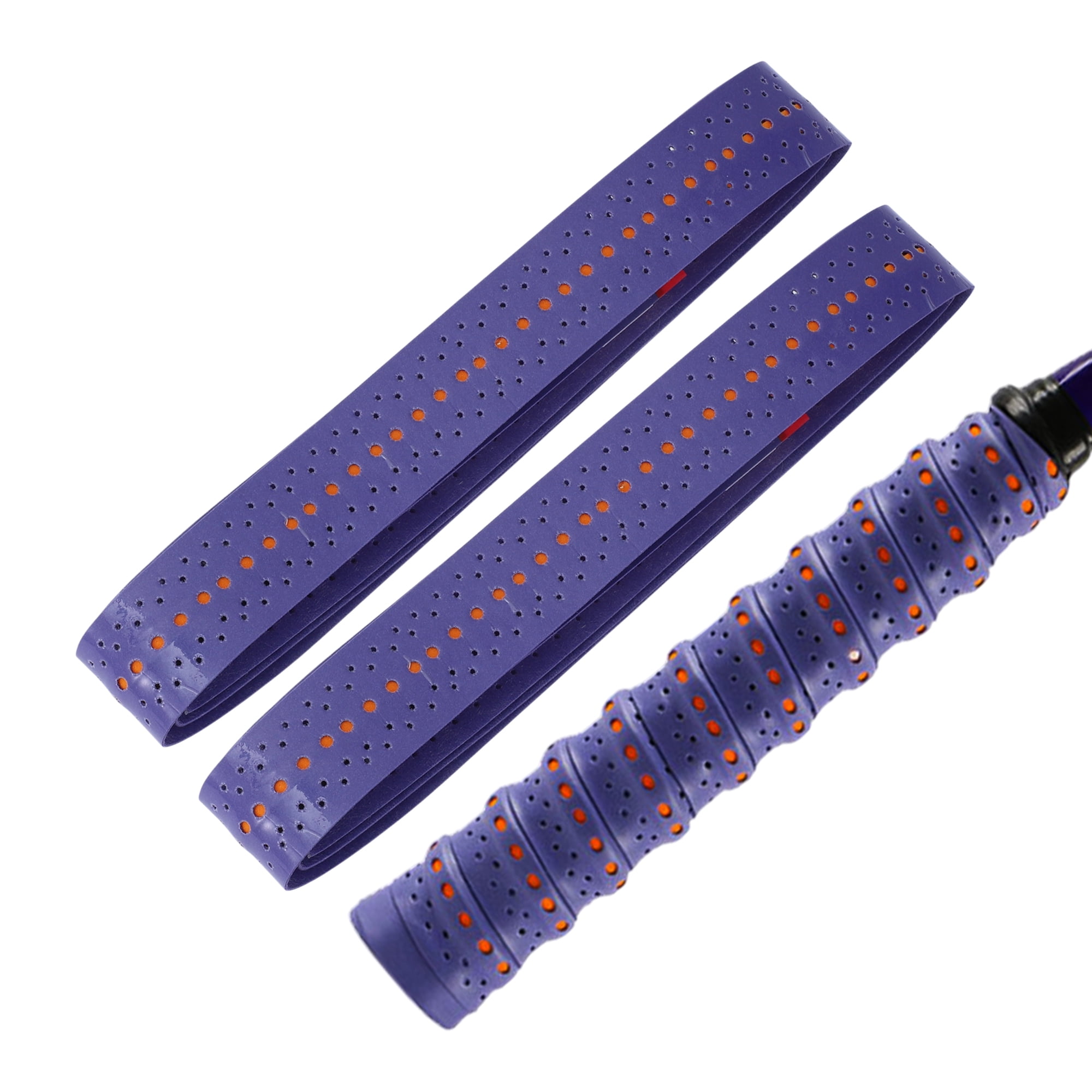 Unique Bargains 2 Pcs Tennis Racket Grip Tape Dry Overgrip Tape Purple Orange