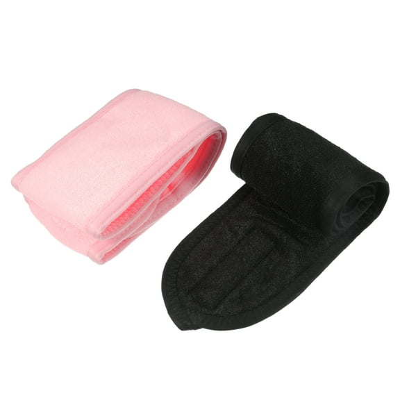 Unique Bargains 2pcs SPA Facial Headband for Women Washing Face Makeup Headband Pink, Black