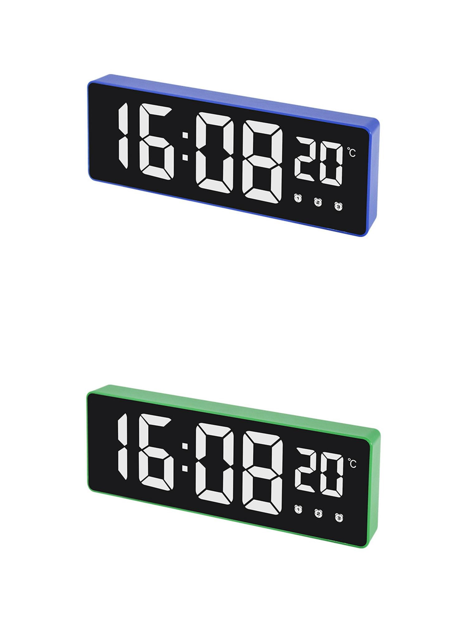Unique Bargains 2 Pcs Triple Alarm Clock for Bedroom for Deep Sleepers Blue/Green