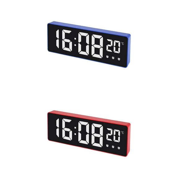 Unique Bargains 2 Pcs Triple Alarm Clock for Bedroom for Deep Sleepers Blue/Red