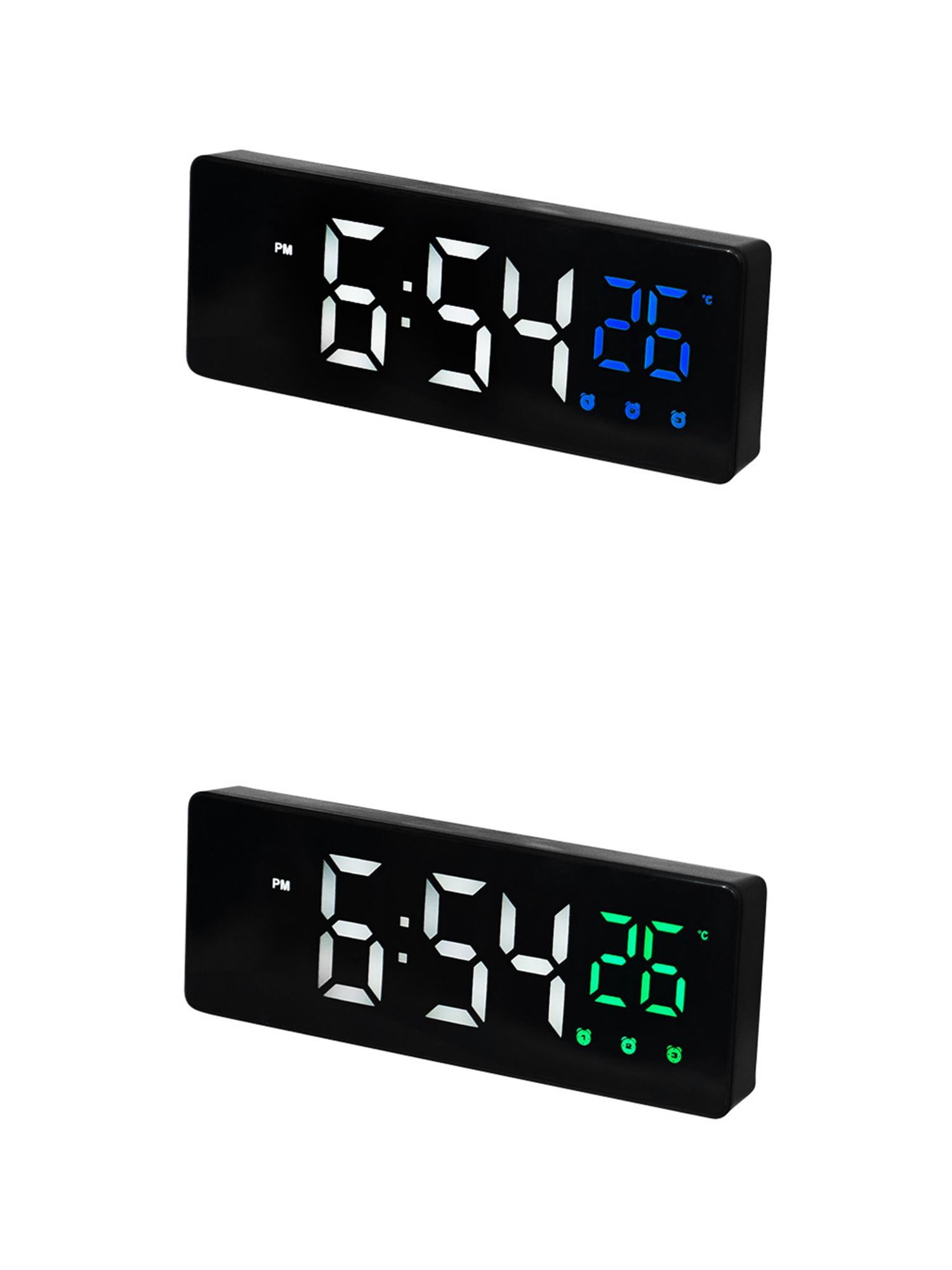 Unique Bargains 2 Pcs Triple Alarm Clock with Big Numbers Black Blue/Black Green