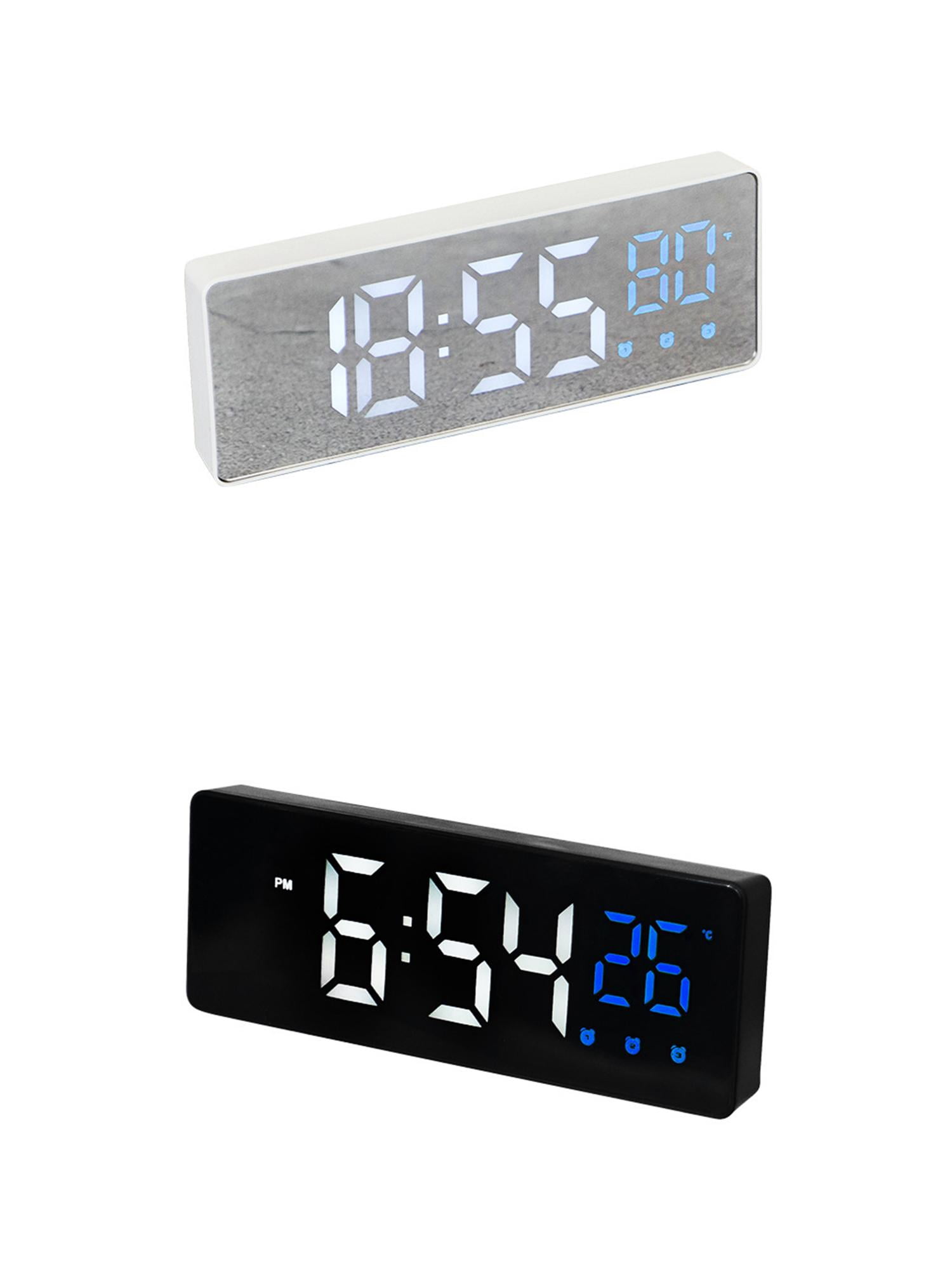 Unique Bargains 2 Pcs Triple Alarm Clock with Big Numbers Black Blue/White Blue