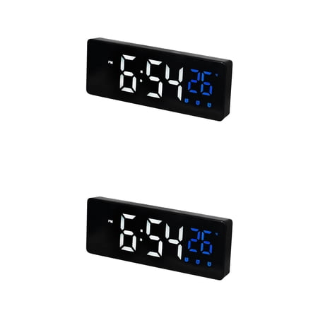 Unique Bargains 2 Pcs Triple Alarm Clock with Big Numbers Black Blue