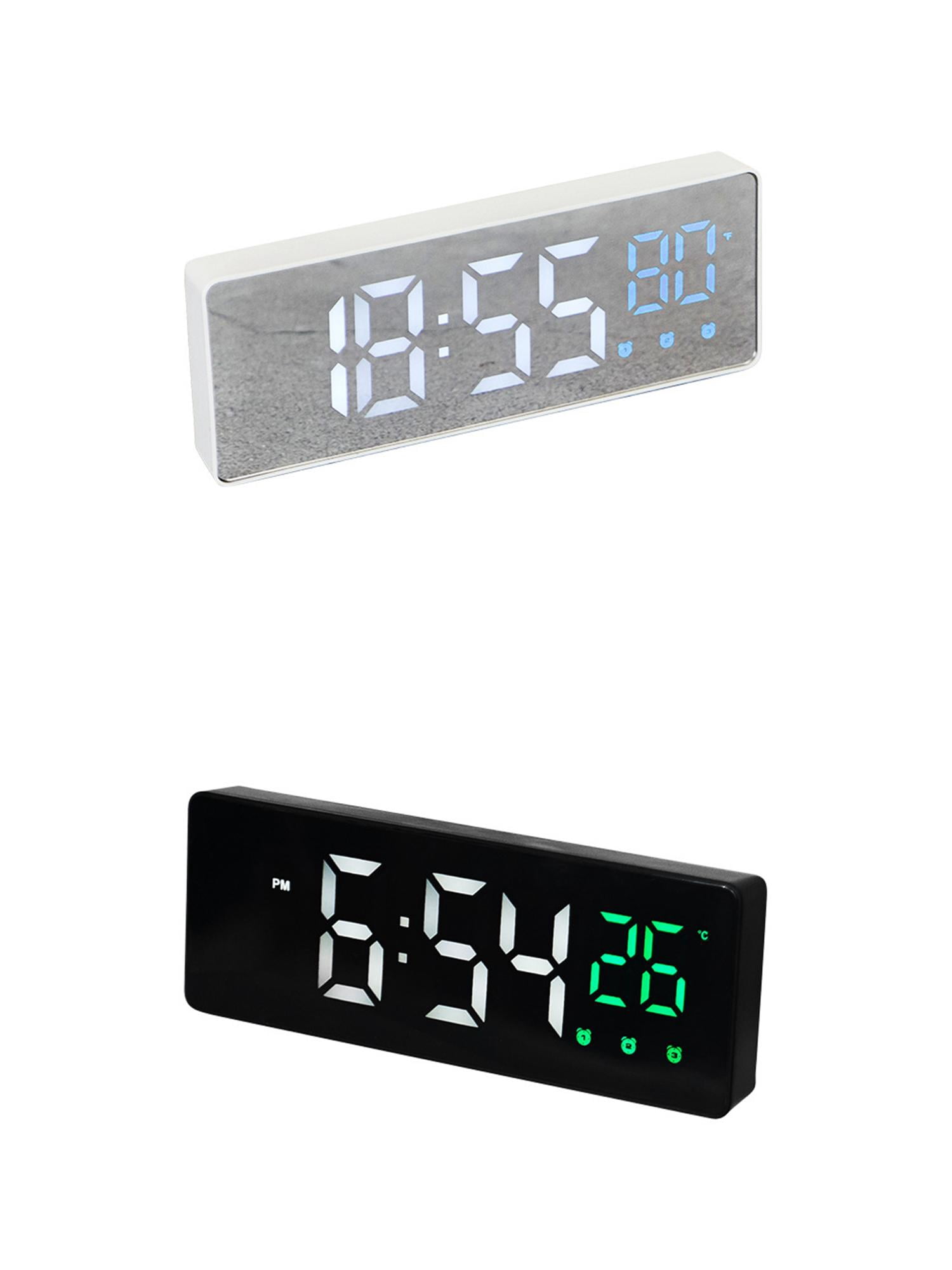Unique Bargains 2 Pcs Triple Alarm Clock with Big Numbers Black Green/White Blue