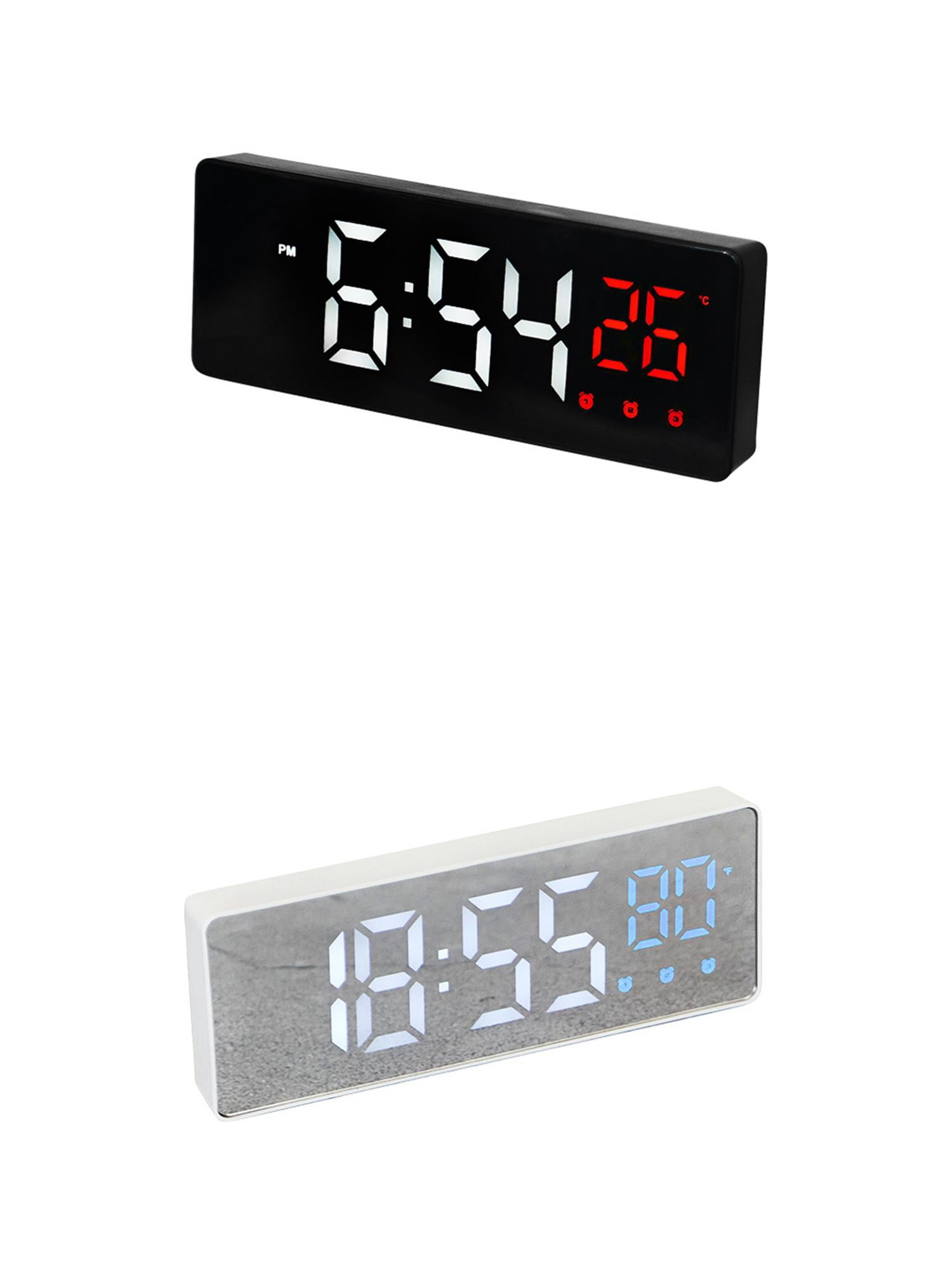 Unique Bargains 2 Pcs Triple Alarm Clock with Big Numbers Black Red/White Blue