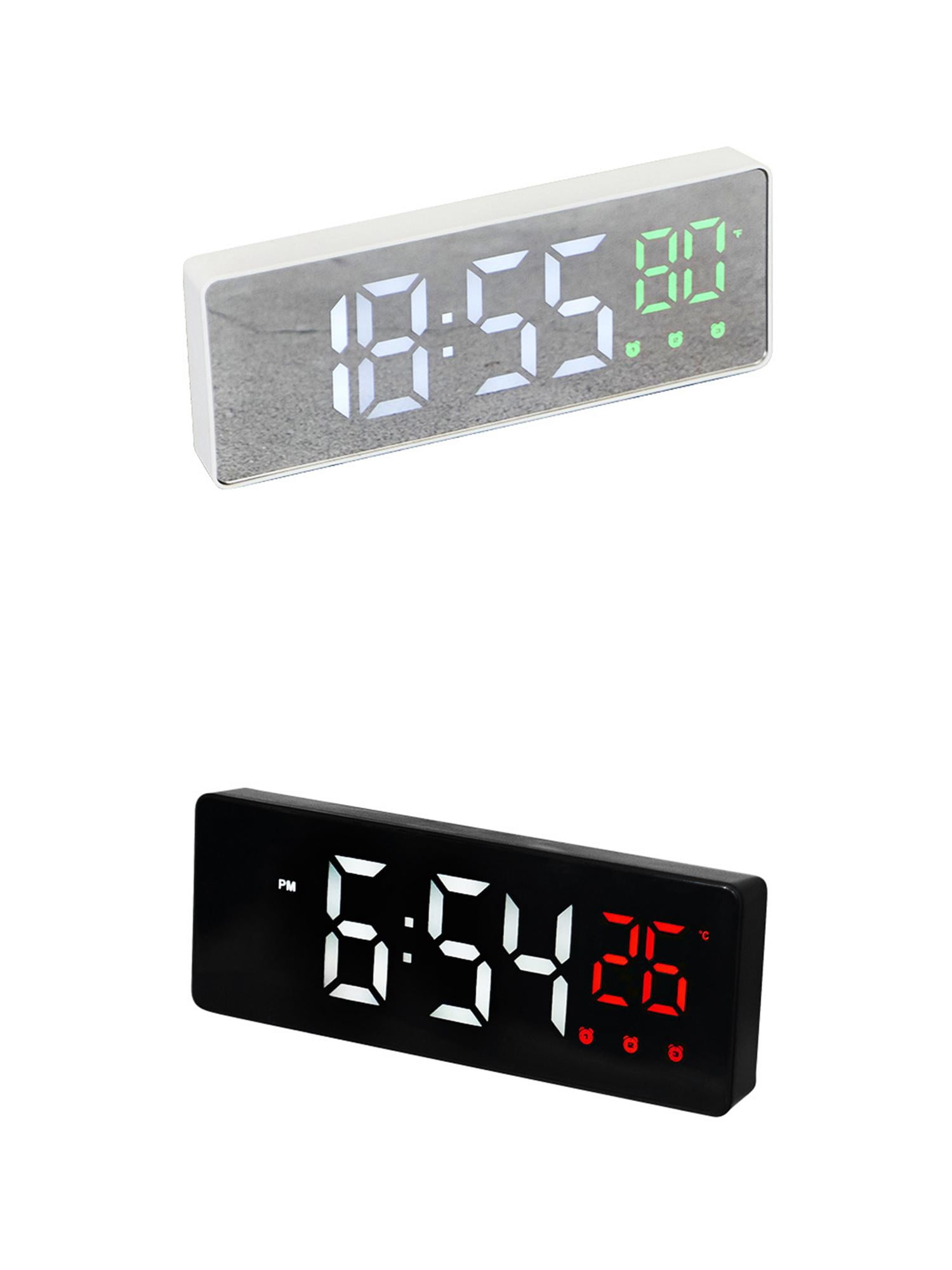 Unique Bargains 2 Pcs Triple Alarm Clock with Big Numbers Black Red/White Green