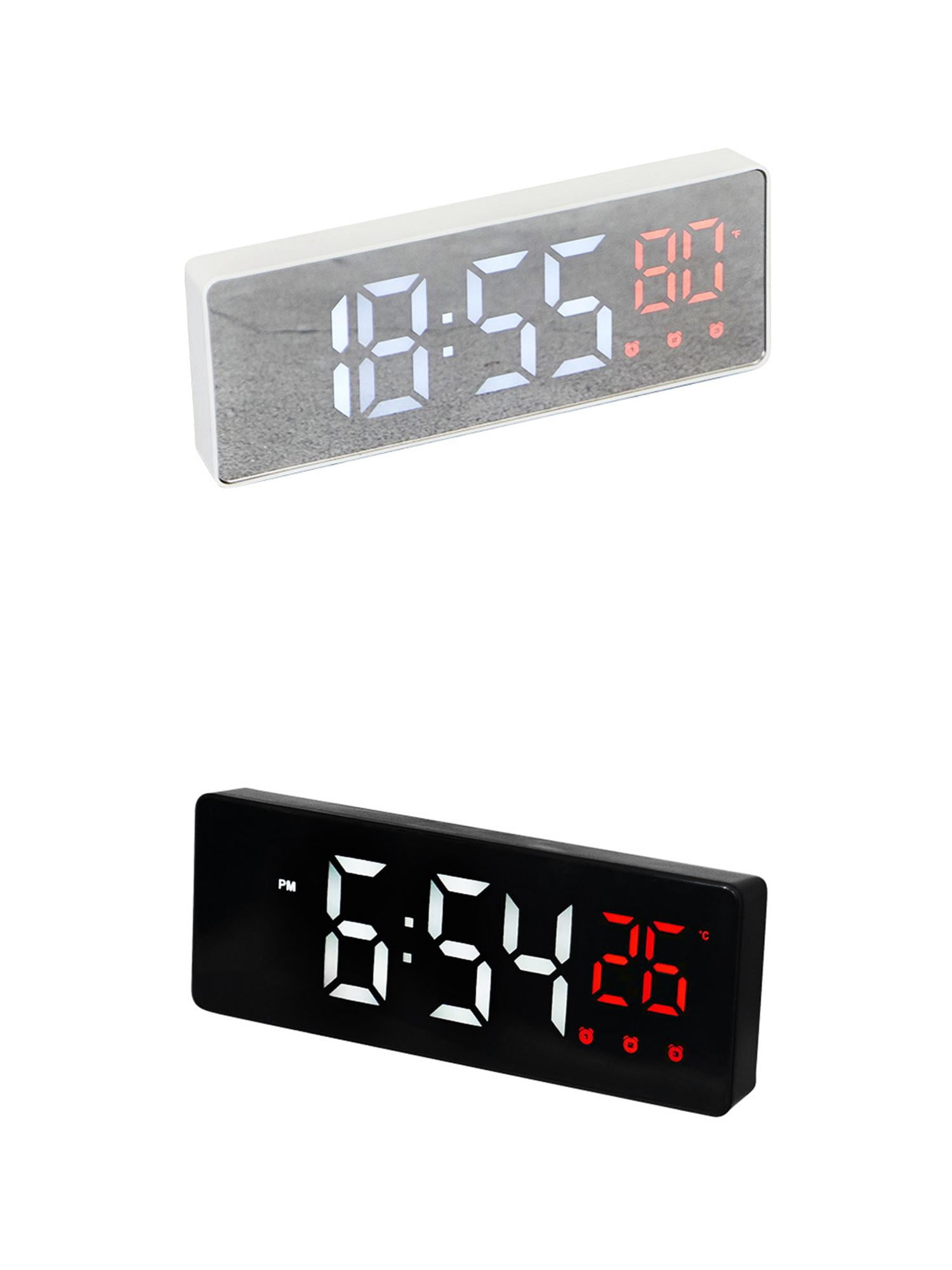 Unique Bargains 2 Pcs Triple Alarm Clock with Big Numbers Black Red/White Red