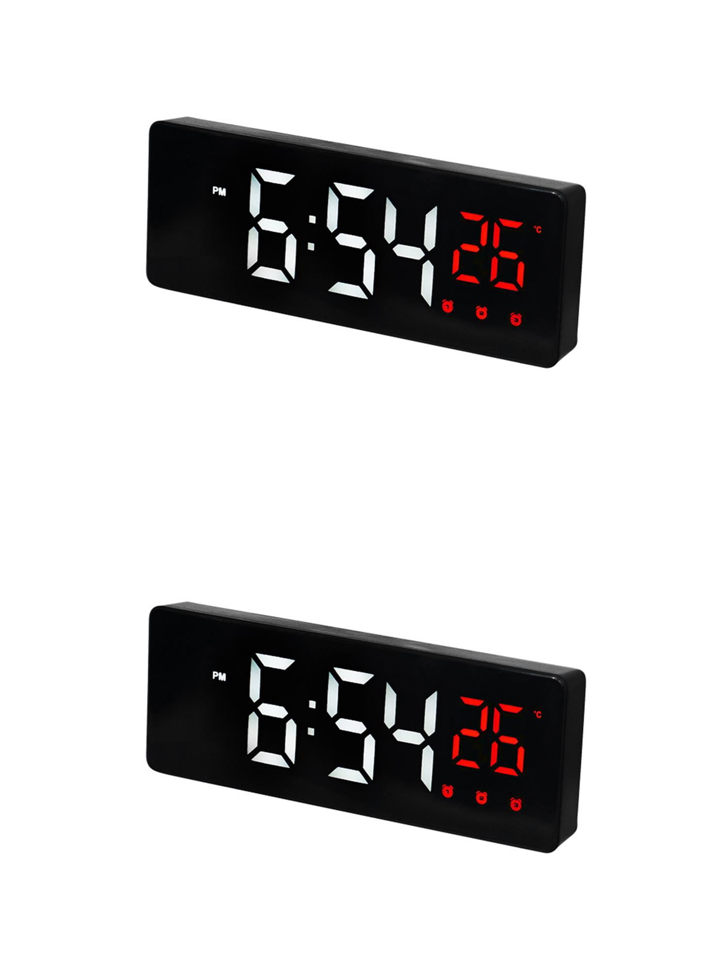 Unique Bargains 2 Pcs Triple Alarm Clock with Big Numbers Black Red