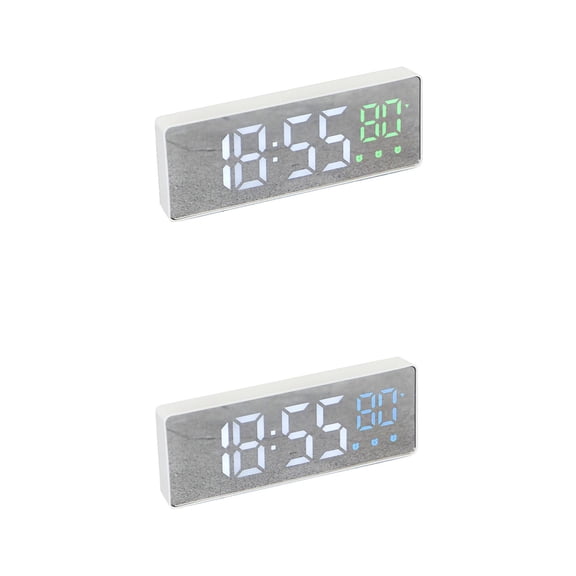Unique Bargains 2 Pcs Triple Alarm Clock with Big Numbers White Blue/White Green