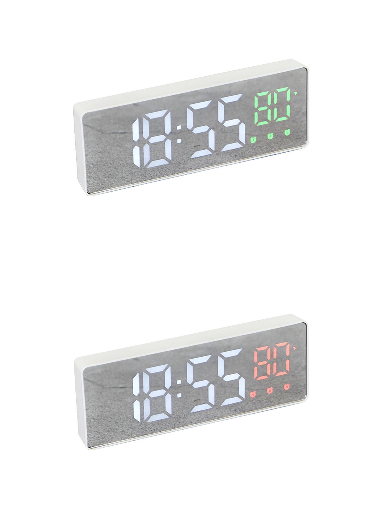 Unique Bargains 2 Pcs Triple Alarm Clock with Big Numbers White Green/White Red