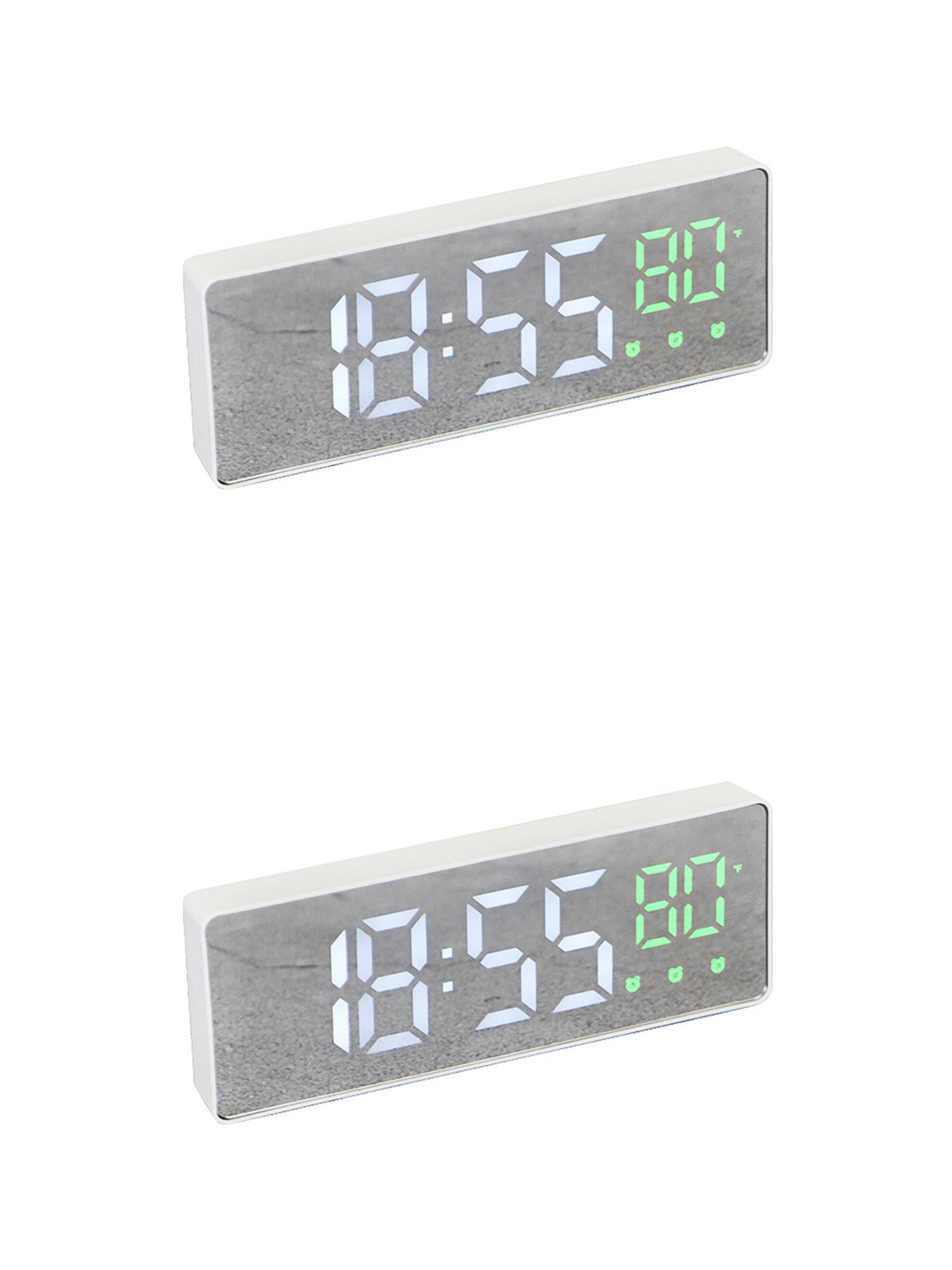 Unique Bargains 2 Pcs Triple Alarm Clock with Big Numbers White Green