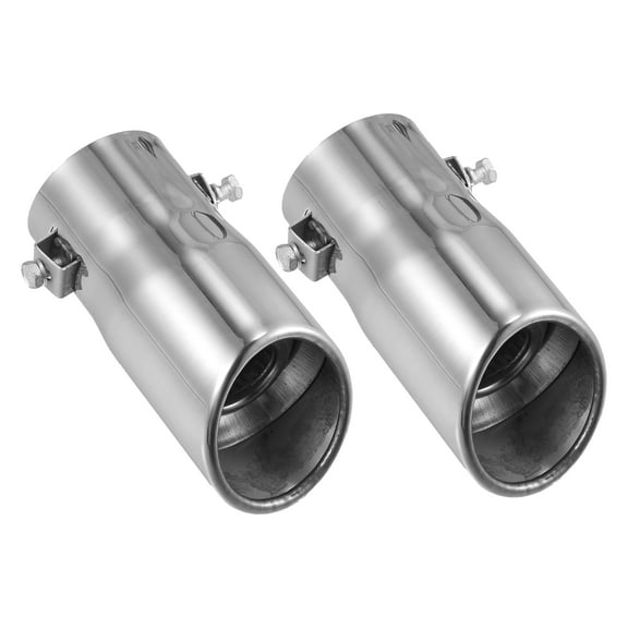 Unique Bargains 2 Pcs Universal Car Exhaust Tip Muffler Tailpipe 2.25 Inch Inlet 2.5 Inch Outlet Silver Tone