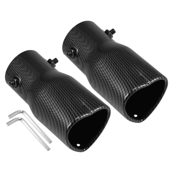 Unique Bargains 2 Pcs Universal Car Exhaust Tip Muffler Tailpipe 2.48 Inch Inlet 2.95 Inch Outlet Carbon Fiber Pattern