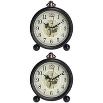 Unique Bargains 2 Pcs Vintage Desk Clock Silent Retro Battery Operated Brown