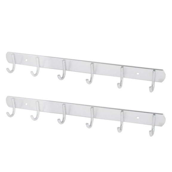Unique Bargains 2 Pcs Wall Mounted Hat Towel Coat Hanging Rack 6 Hooks Hanger
