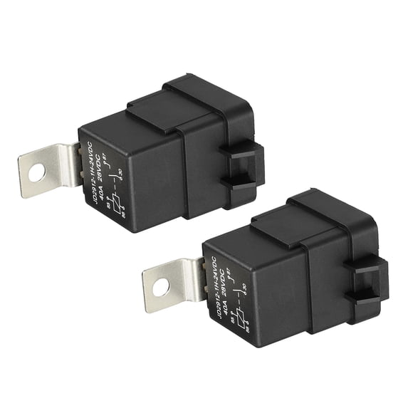 Unique Bargains 2 Pcs Waterproof Relay DC 24V 40A 4 Pin Relay Car Charge Case Universal for Car Durable Plastic Black