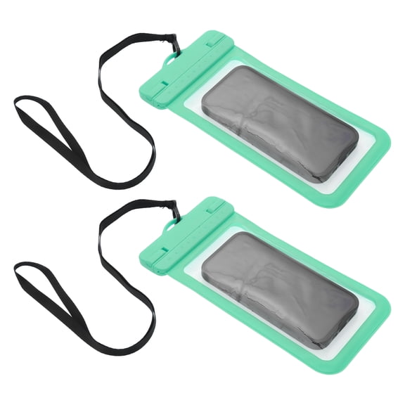 Unique Bargains 2 Pcs Wide Side Mobile Waterproof Bag Green Universal Waterproof Case Compatible for Phone 4.92"x9.65"