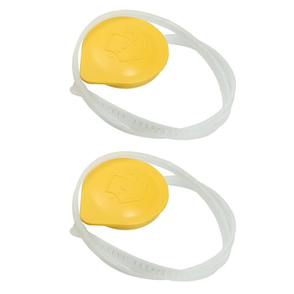 Unique Bargains 2 Pcs Windshield Washer Fluid Reservoir Bottle Cap Cover Fit for Subaru Forester with Ruler Yellow