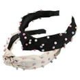 thumbnail image 1 of Unique Bargains 2 Pcs Women' Colorful Bead Knotted Headband Black Beige 1.57" Wide Classic Casual Style for Women, 1 of 7