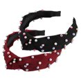 thumbnail image 1 of Unique Bargains 2 Pcs Women' Colorful Bead Knotted Headband Black Red 1.57" Wide Classic Casual Style for Women, 1 of 7
