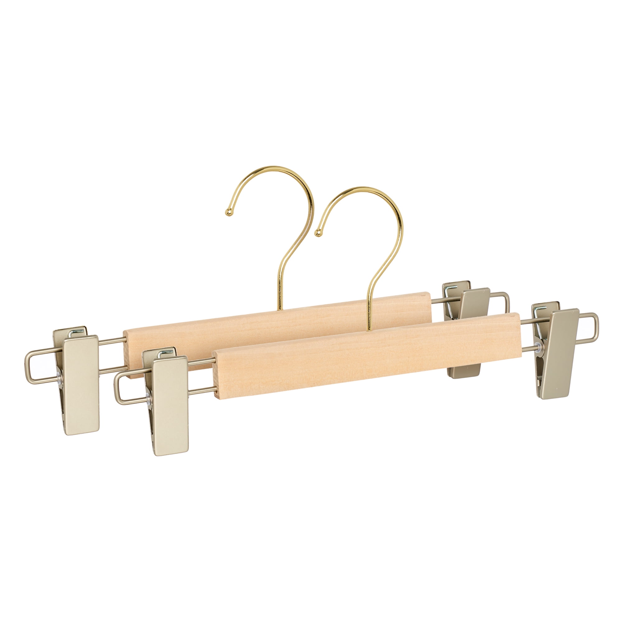 Unique Bargains 2 Pcs Wood Non-Slip Durable Space Saving Clothes Hangers Beige 12.6"x3.9"