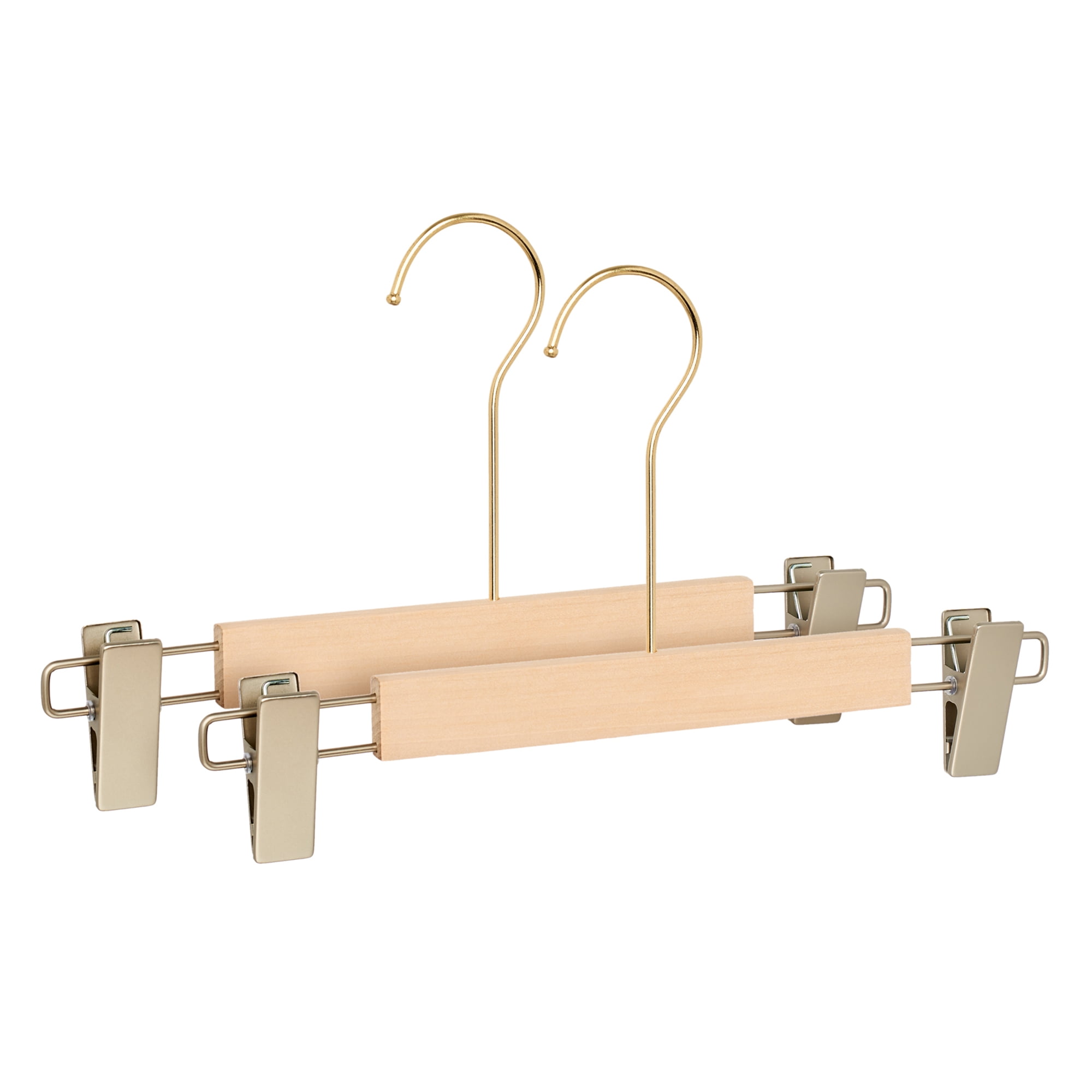 Unique Bargains 2 Pcs Wood Non-Slip Durable Space Saving Clothes Hangers Beige 12.6"x5.9"