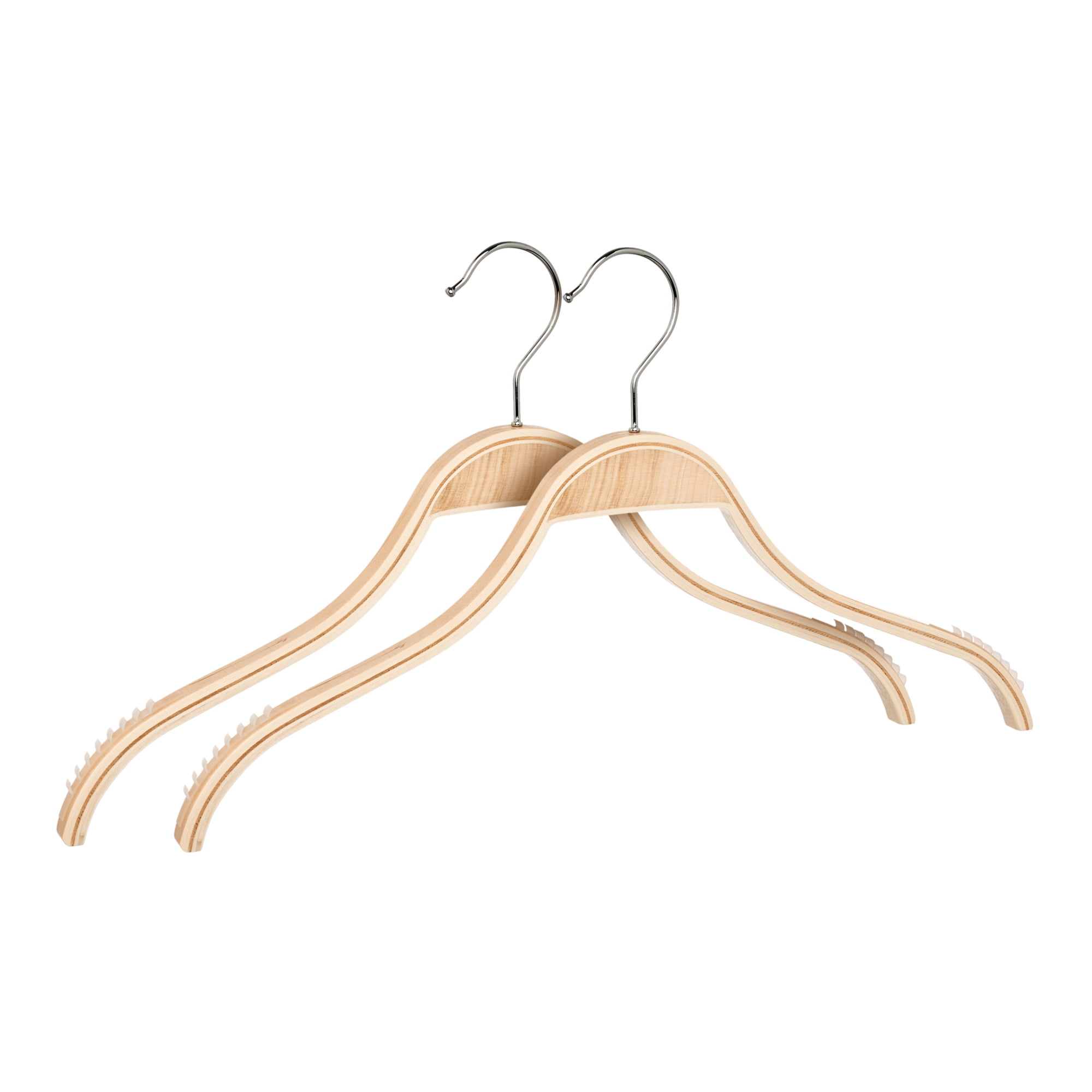 Unique Bargains 2 Pcs Wood Non-Slip Great Hangers with Clips for Closet Natural 15.7inch