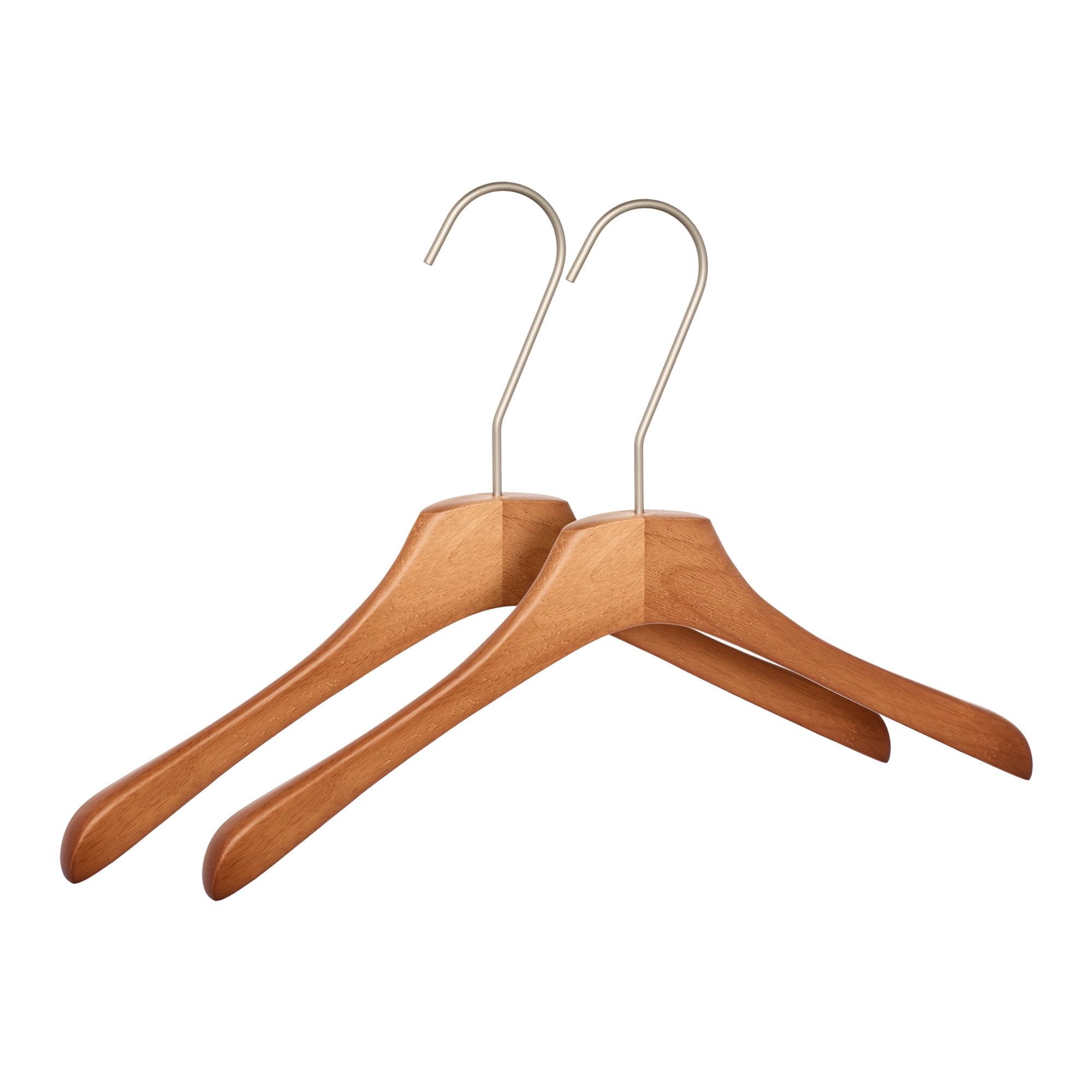 Unique Bargains 2 Pcs Wood Non-Slip Space Saving Hangers for Clothing Brown 15.7inch