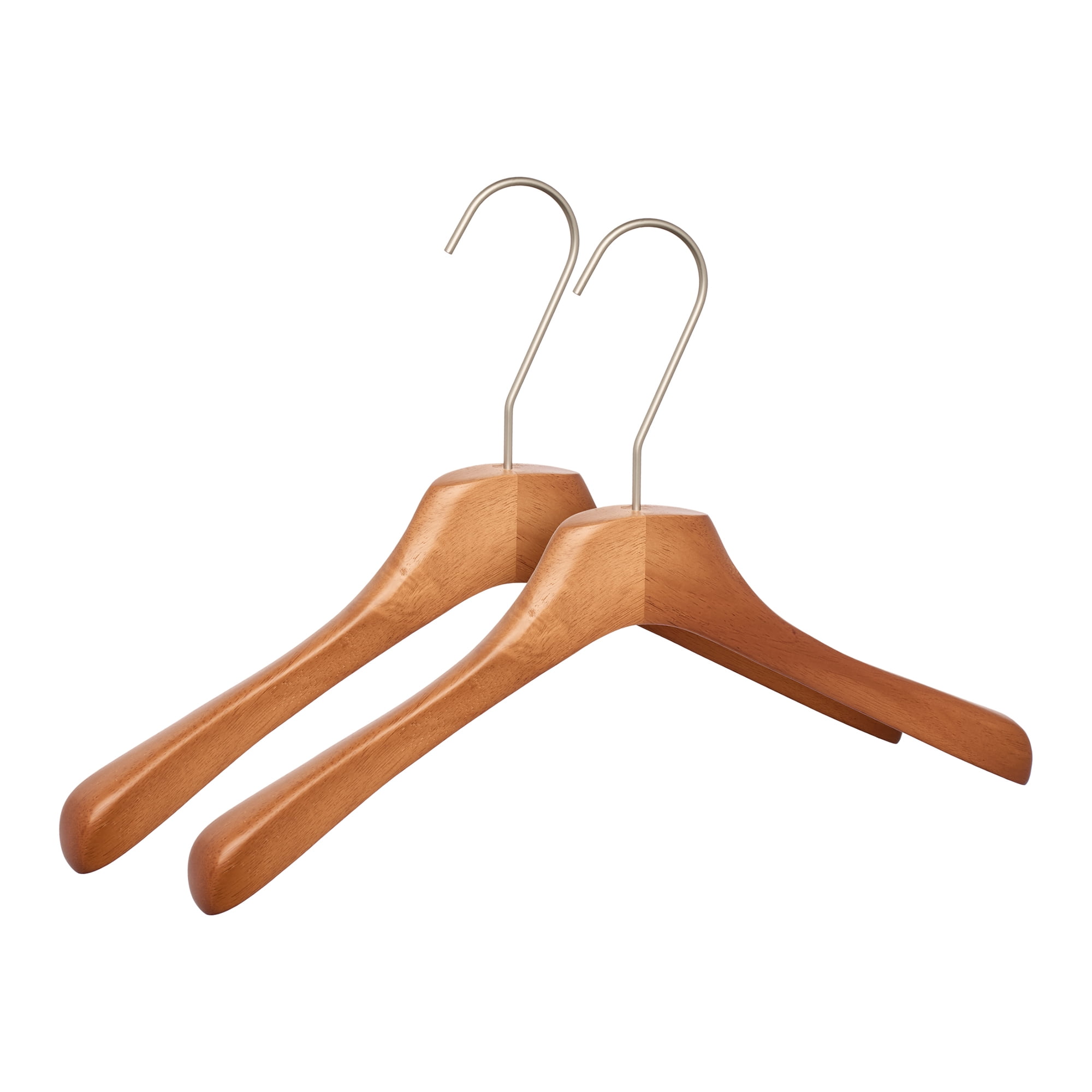 Unique Bargains 2 Pcs Wood Non-Slip Space Saving Hangers for Clothing Brown 16.9inch