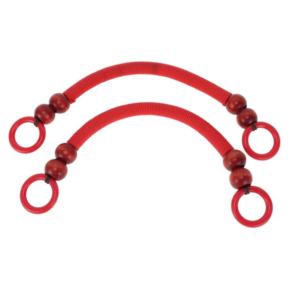 Unique Bargains 2 Pcs Wooden Beaded Bag Handles Woven Purse Handle Replacement Red