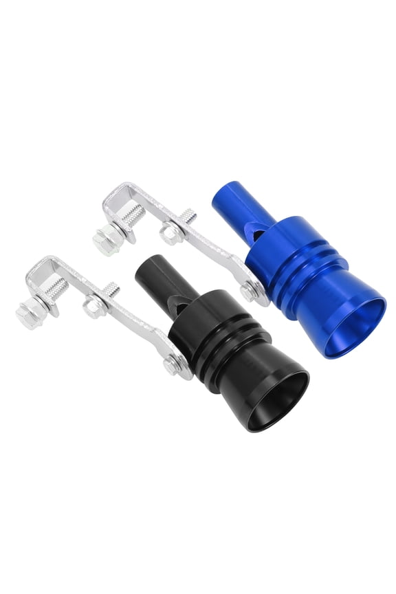 2 Pcs XL Size Aluminum Alloy Universal Turbo Sound Exhaust Muffler Pipe Whistle Roar Maker for Car Black Blue