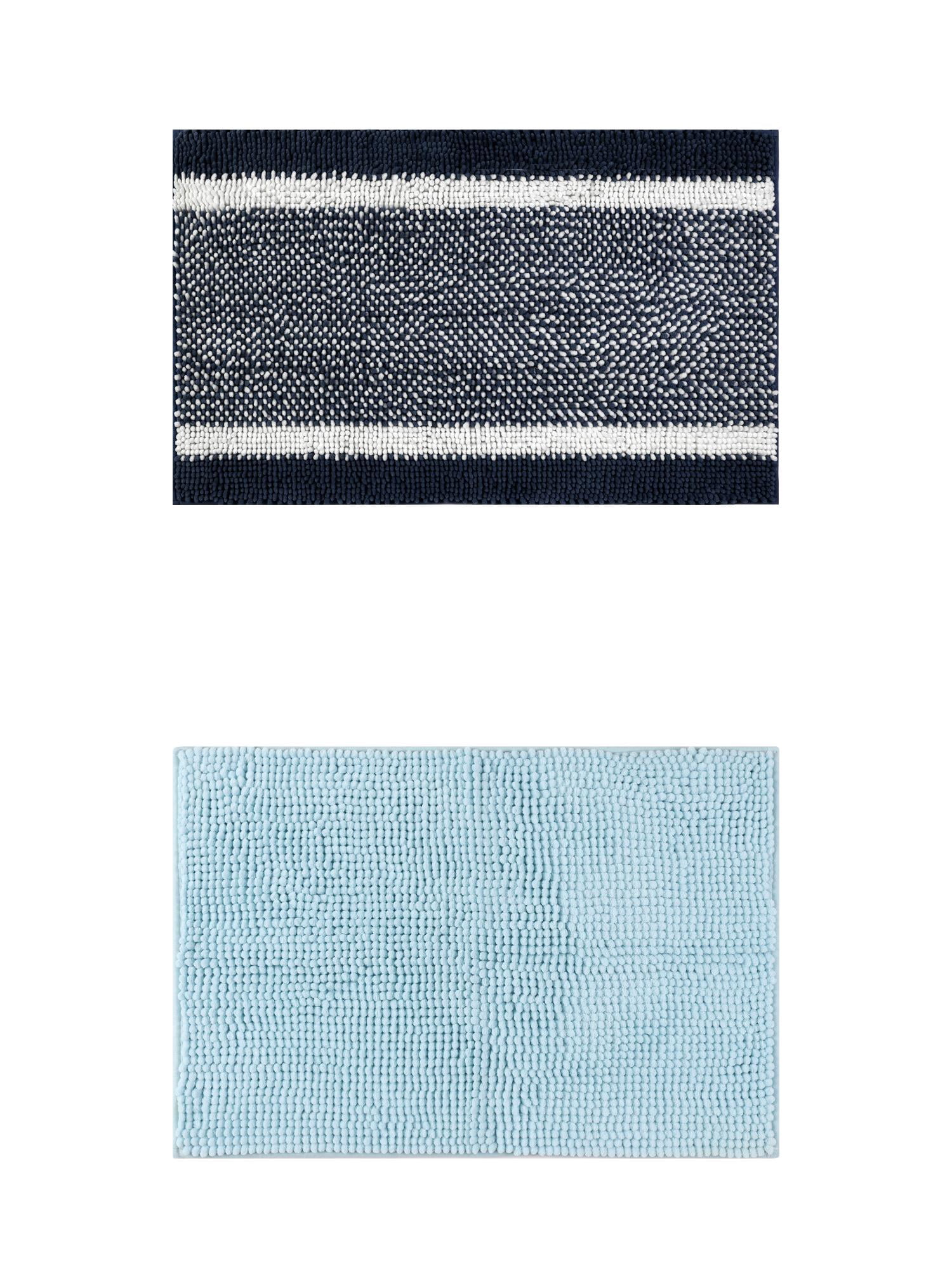 Unique Bargains 2 Pcs Room Rug Mat Plush Shaggy Carpet Blue 20" x 32"