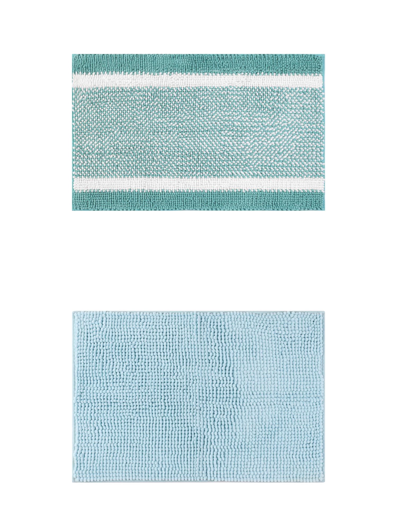 Unique Bargains 2 Pcs Room Rug Mat Plush Shaggy Carpet Blue/Green 16" x 24"