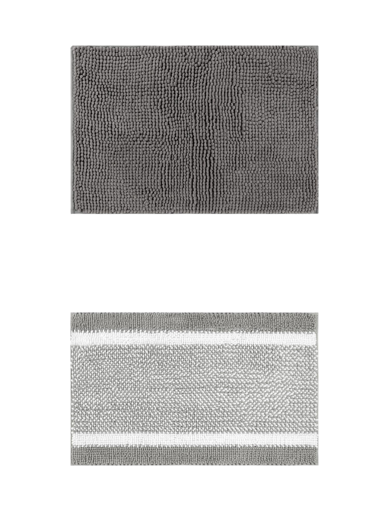 Unique Bargains 2 Pcs Room Rug Mat Plush Shaggy Carpet Grey 16" x 24"