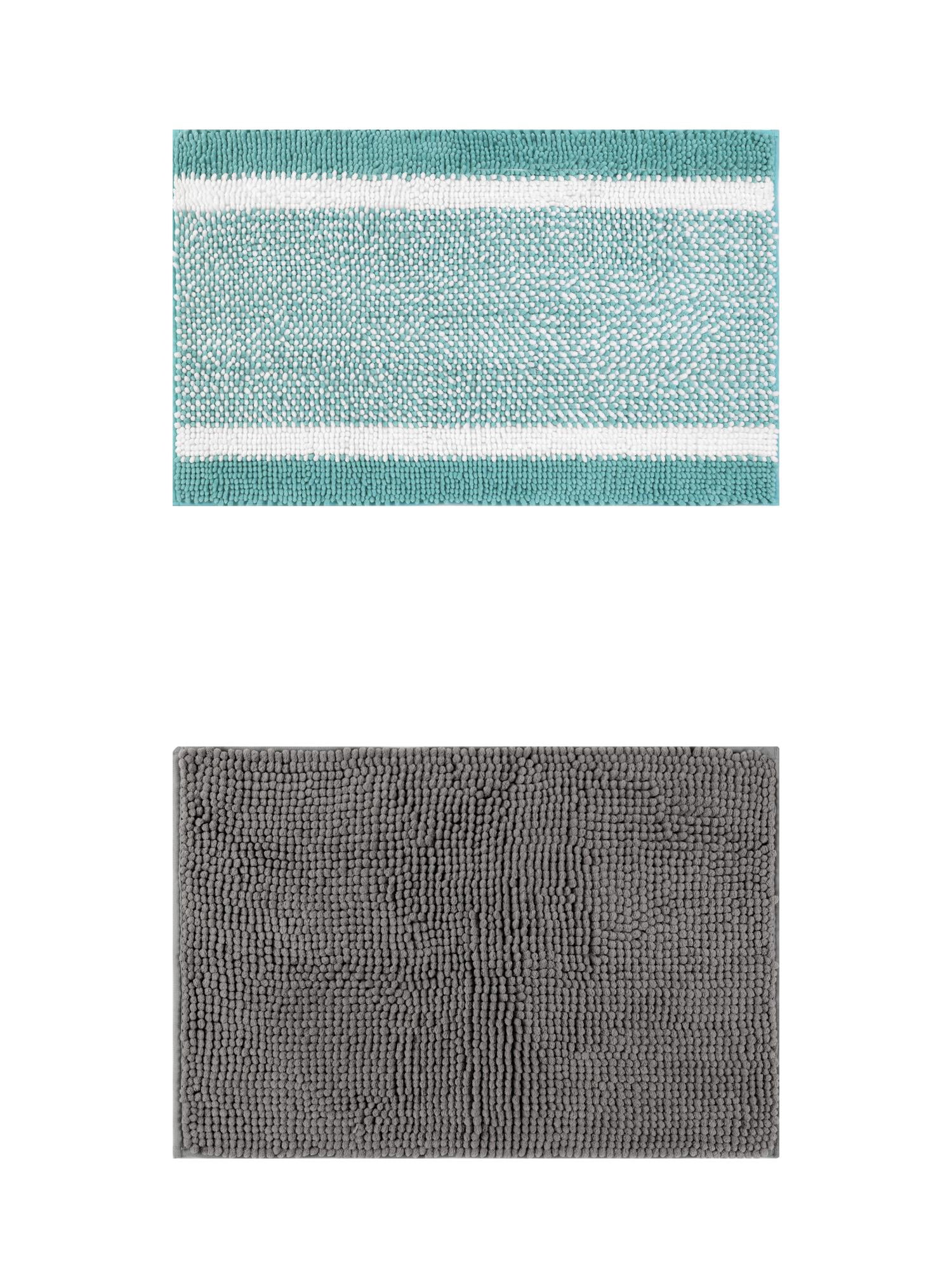 Unique Bargains 2 Pcs Room Rug Mat Plush Shaggy Carpet Grey/Green 20" x 32"
