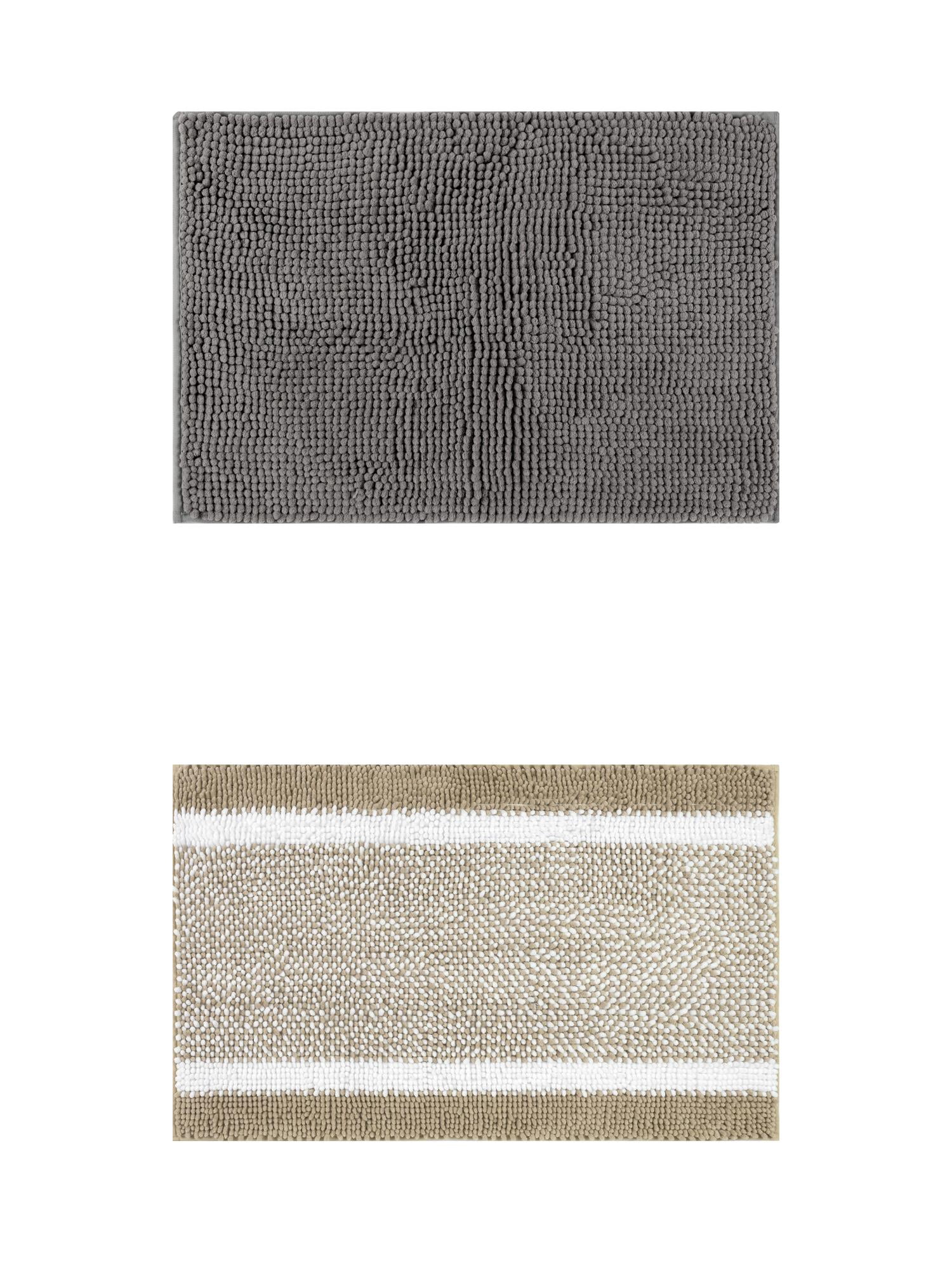 Unique Bargains 2 Pcs Room Rug Mat Plush Shaggy Carpet Grey/Khaki 16" x 24"
