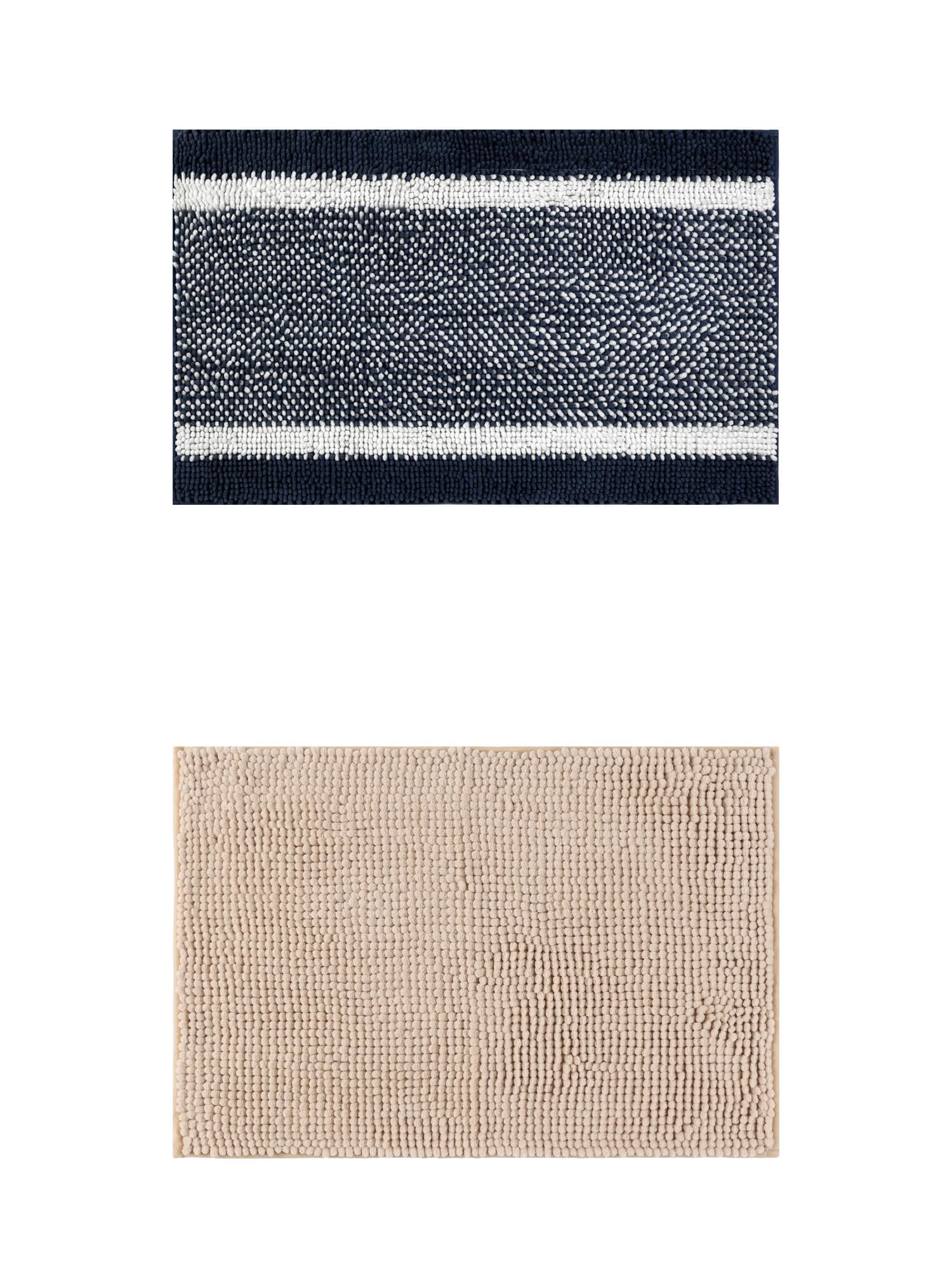 Unique Bargains 2 Pcs Room Rug Mat Plush Shaggy Carpet Khaki/Blue 16" x 24"