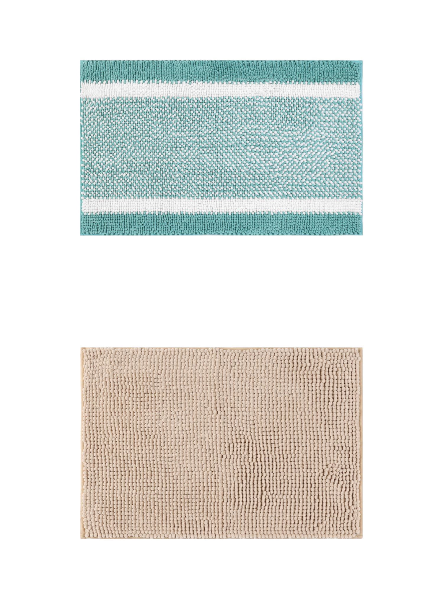 Unique Bargains 2 Pcs Room Rug Mat Plush Shaggy Carpet Khaki/Green 20" x 32"