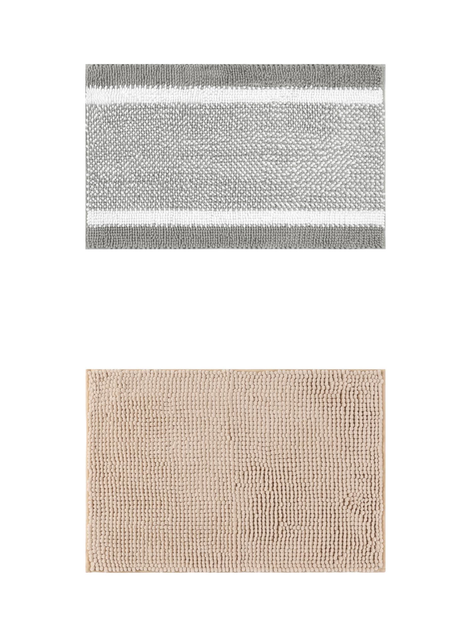 Unique Bargains 2 Pcs Room Rug Mat Plush Shaggy Carpet Khaki/Grey 20" x 32"