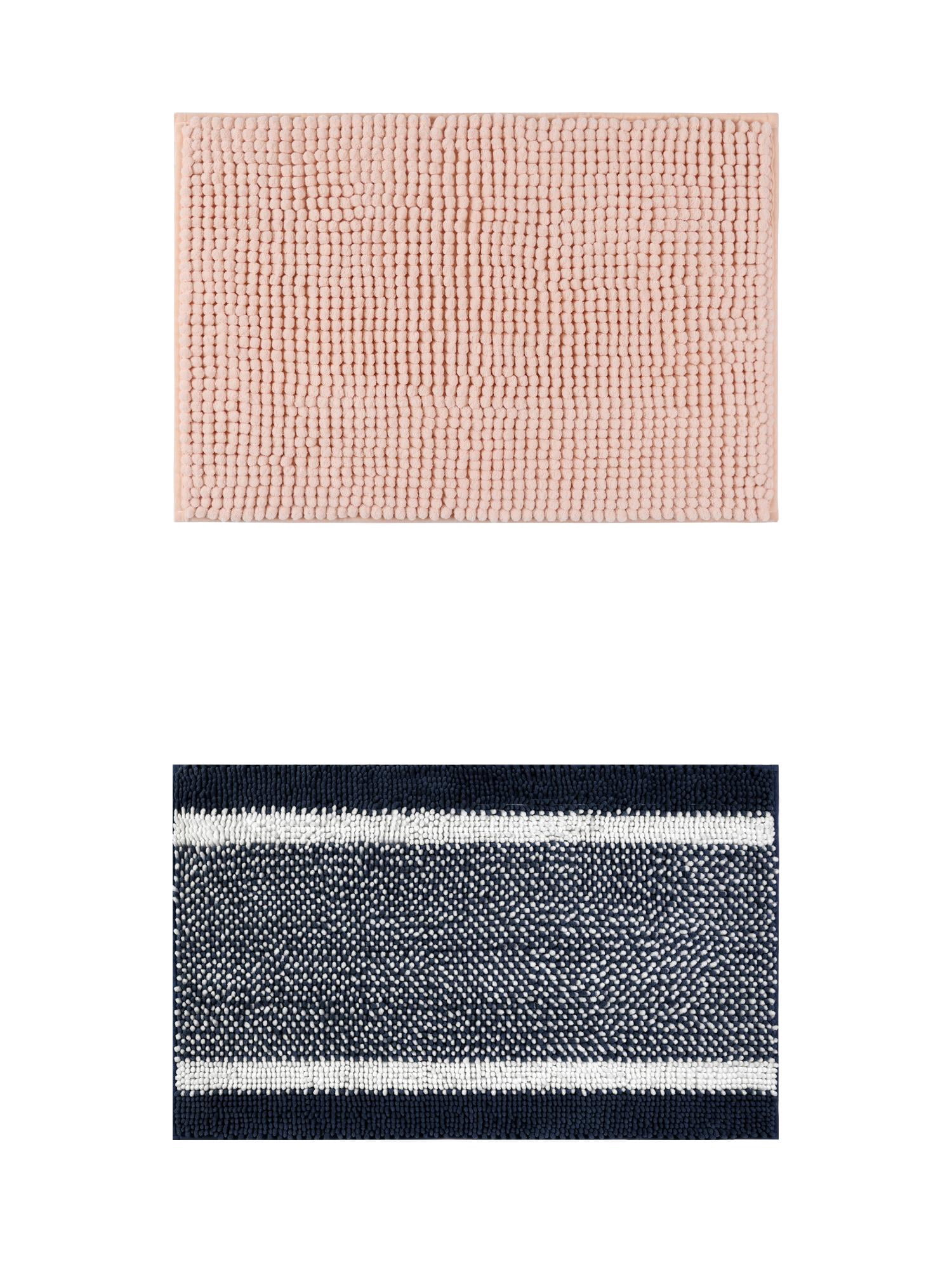 Unique Bargains 2 Pcs Room Rug Mat Plush Shaggy Carpet Pink/Blue 20" x 32"