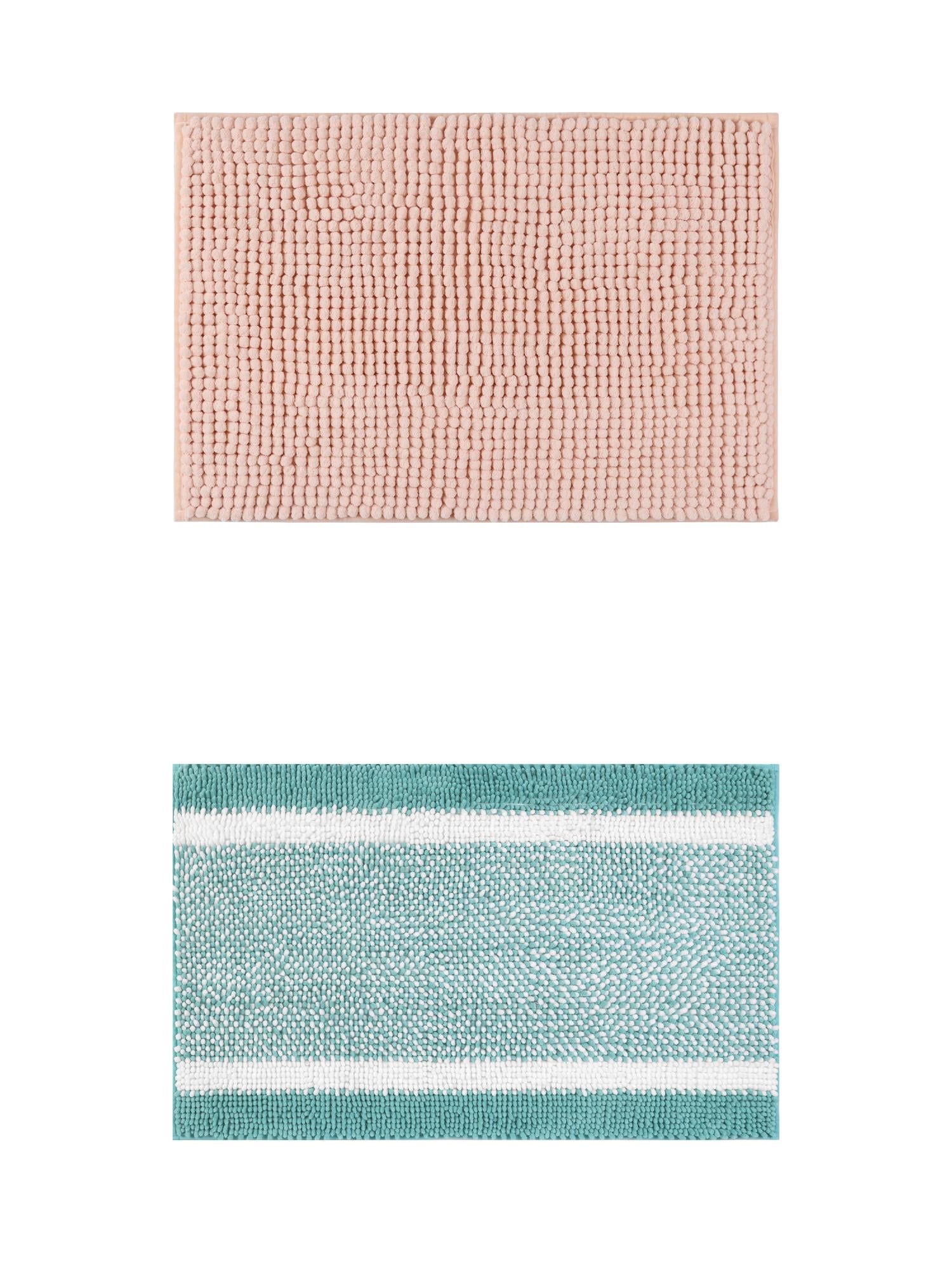 Unique Bargains 2 Pcs Room Rug Mat Plush Shaggy Carpet Pink/Green 16" x 24"