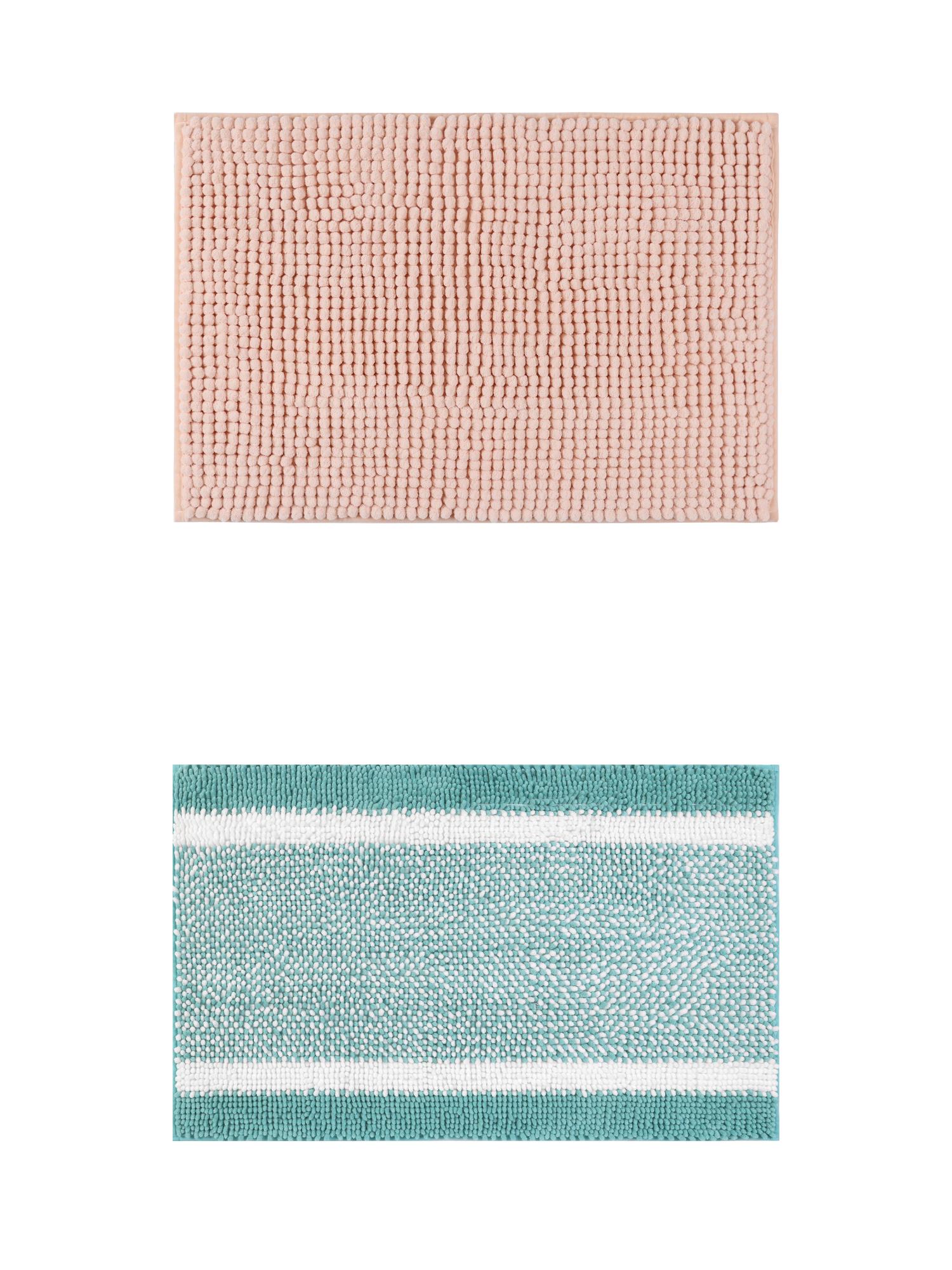 Unique Bargains 2 Pcs Room Rug Mat Plush Shaggy Carpet Pink/Green 20" x 32"
