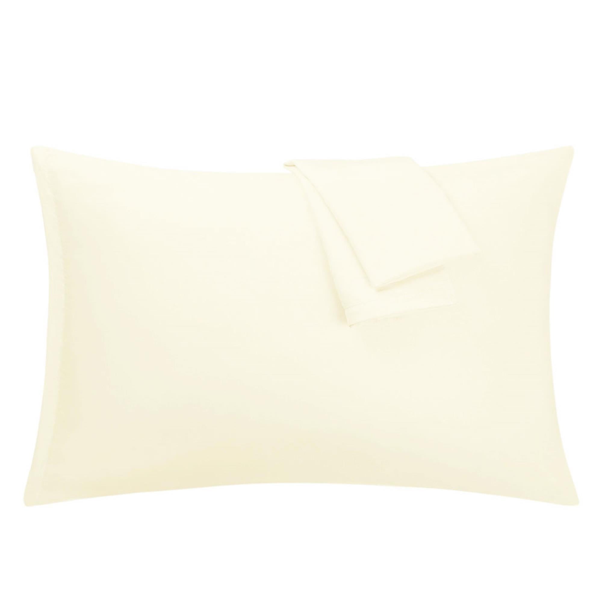 Unique Bargains 2-Piece 1800D Microfiber Solid Pillowcases Cream Queen