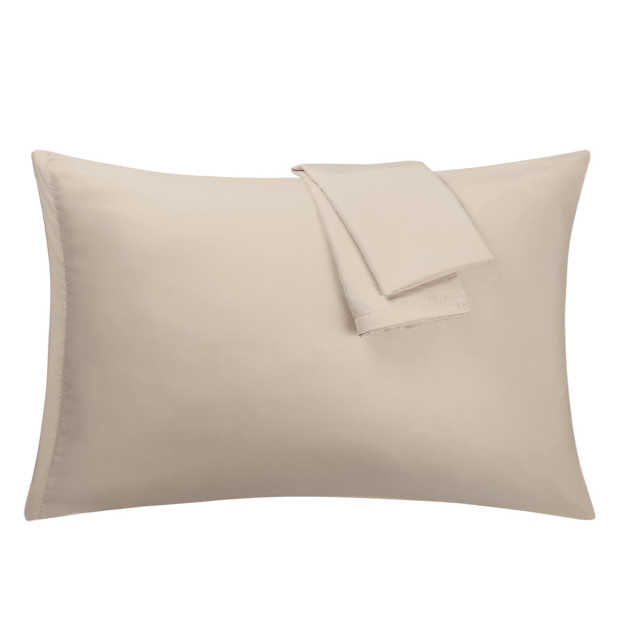 Unique Bargains 2-Piece 1800D Microfiber Solid Pillowcases Khaki King